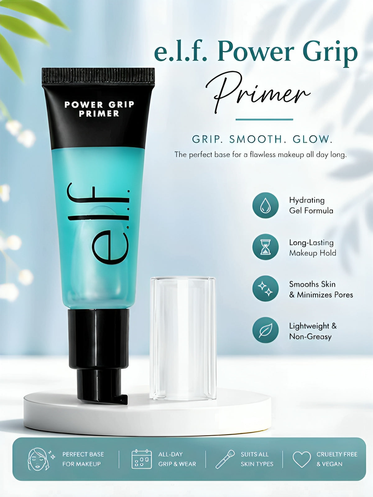 Elf Power Grip Primer | Gel-Based Hydrating Makeup Primer for Long-Lasting Makeup