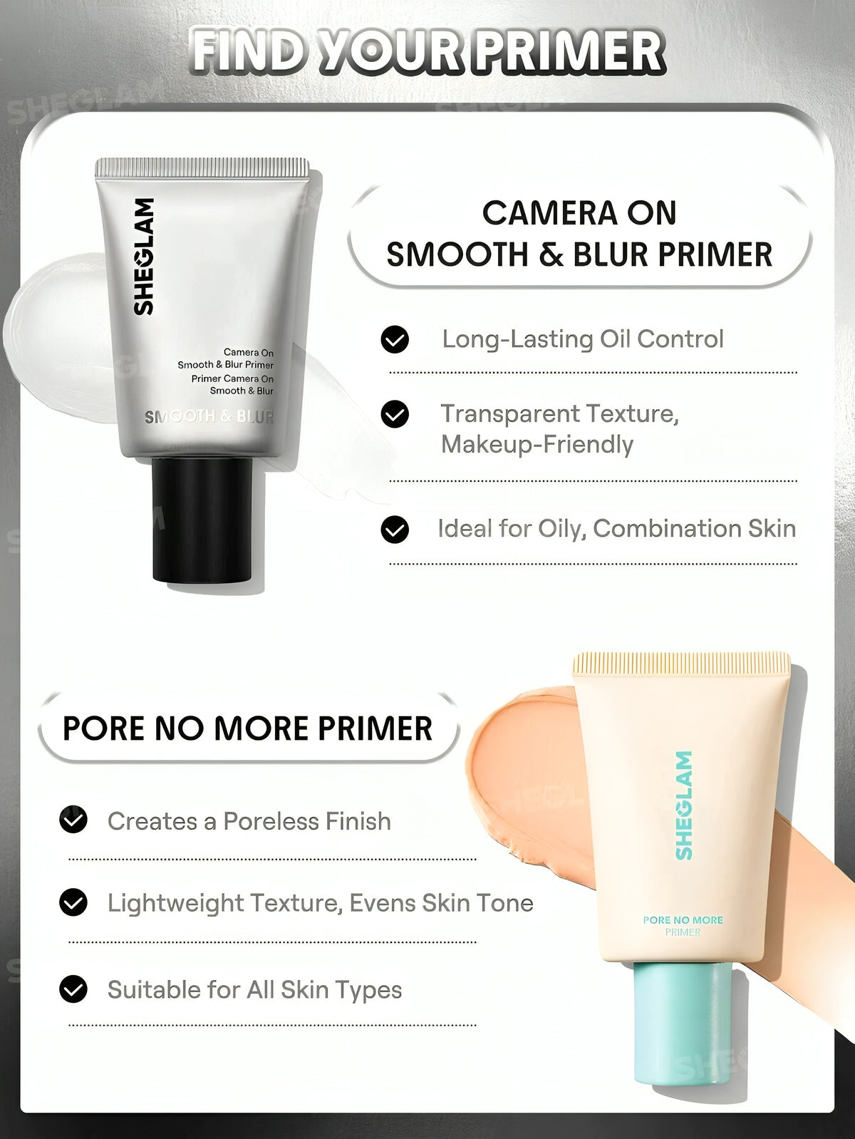 SHEGLAM Camera On Smooth & Blur Primer 30g | Pore-Blurring Makeup Primer for a Flawless Finish